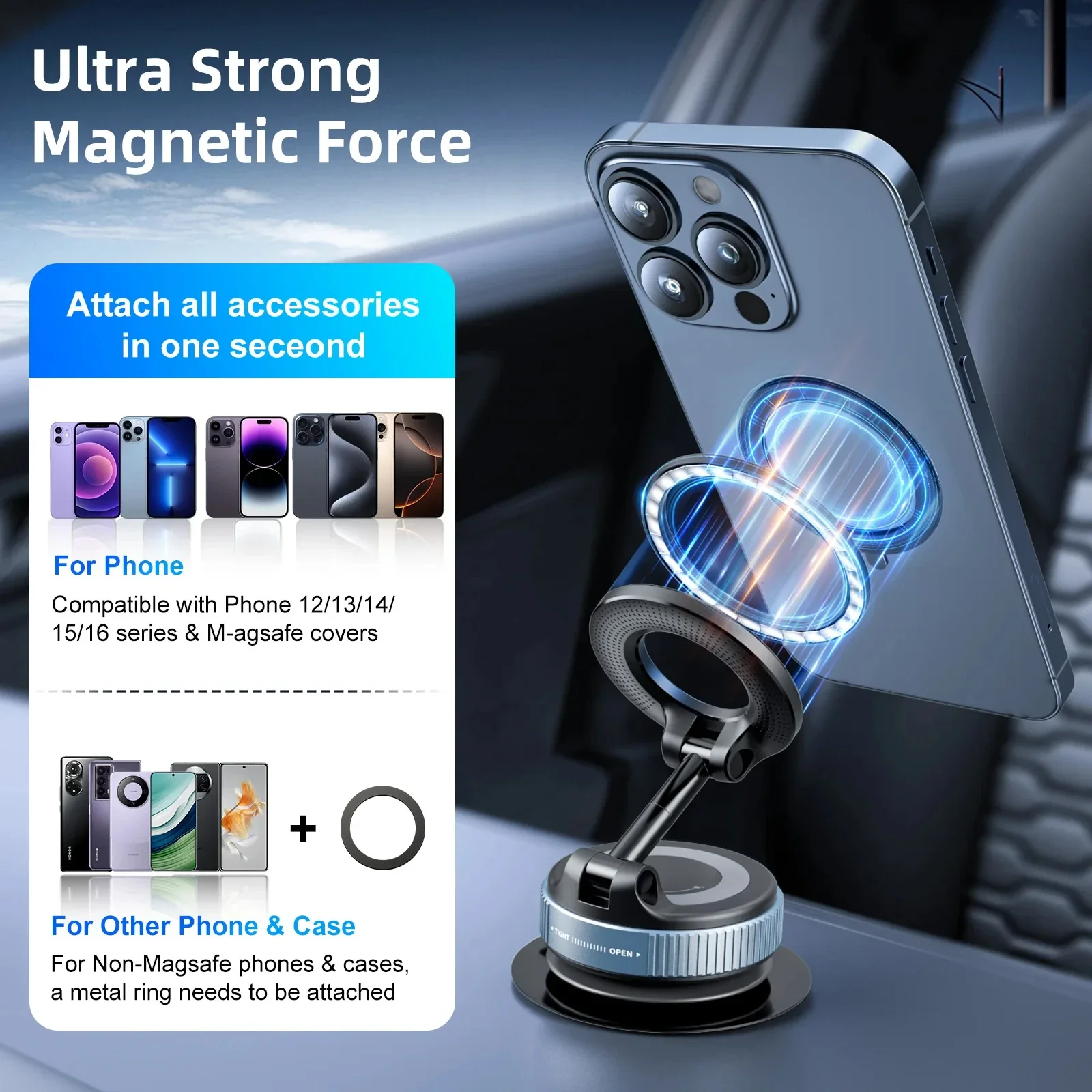 360° Vacuum Magnetic Phone Holder - Image 3