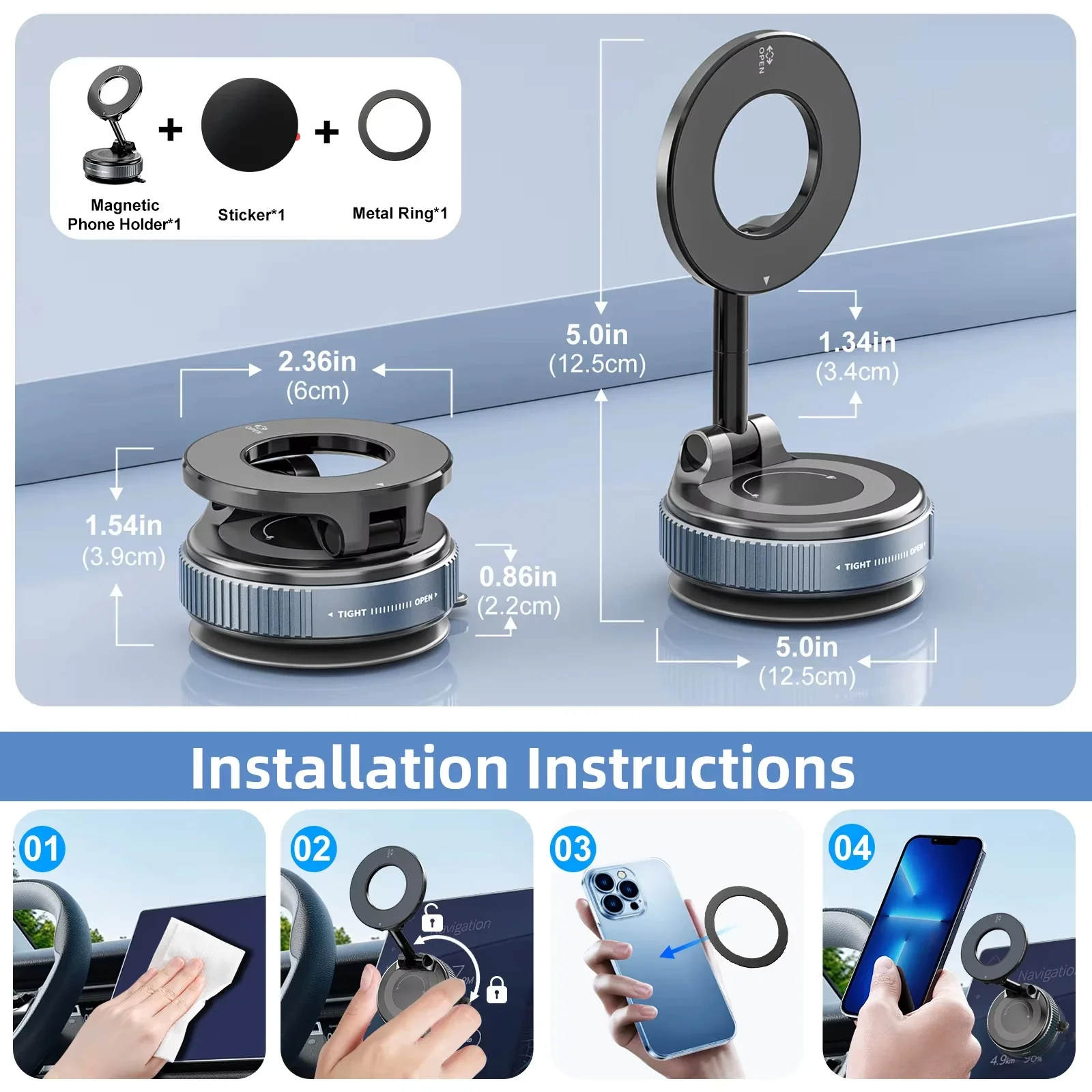 360° Vacuum Magnetic Phone Holder - Image 6